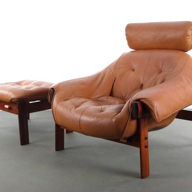 Lounge Chair in Leather and Rosewood by Percival Lafer 