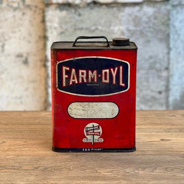 Vintage Farm-Oyl 2 Gallon Farm Oil Can St Paul & Chicago 