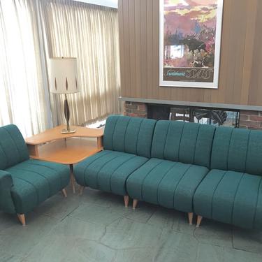 Heywood Wakefield Sectional Sofa with Corner Table 