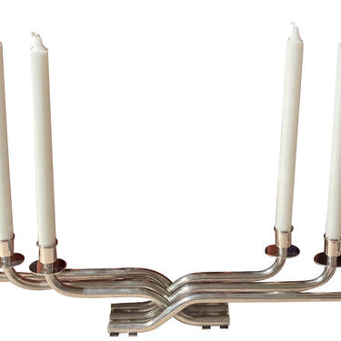 Italian Art Deco Sant Elia Silver Candlestick, 1940s