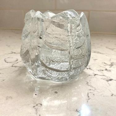 Vintage Clear Kosta Boda Leaf Rose Shape Votive Candleholder, Heavy Clear Glass/Crystal by LeChalet
