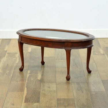 Queen Anne Style Glass Coffee Table W Glass Top