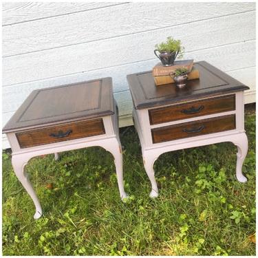 Pair of Shabby Grey End Tables