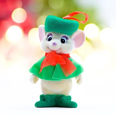 VINTAGE: Disney Flocked Mouse Ornament - X Mas - Holiday - SKU 15-F1-00016518 
