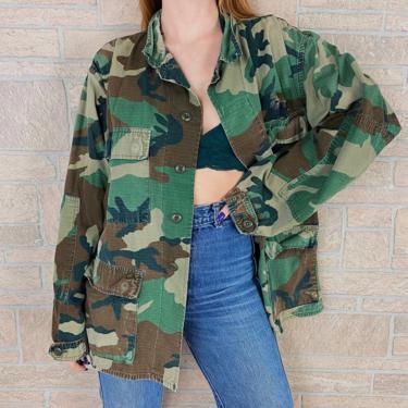 Faded and Worn Camouflage Utility Jacket 