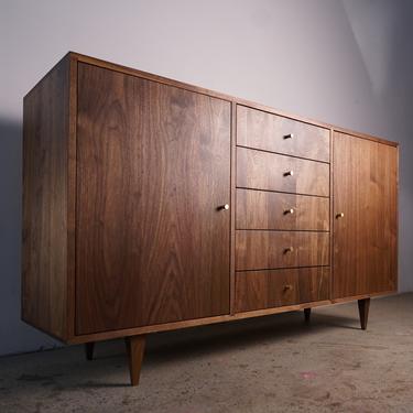 Danish Modern Console, 5 Drawer, 60"W, Mid-Century Credenza, Modern Wood Sideboard, Solid Wood Console (50% PAYMENT) 