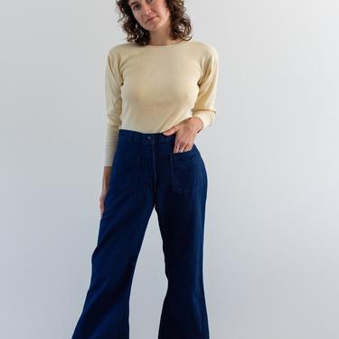 Vintage 28 Waist x 28 Inseam Flare Jean | 70s Bell Bottom Kick Flares | Cotton Nautical Birkin Sailor | FL007 