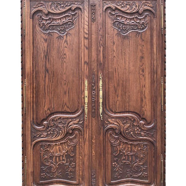 Vintage Turn of the Century Carved Oak Armoire 