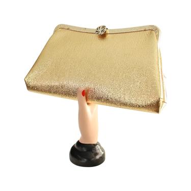 1960s Gold Lame Clutch Purse - 60s Gold Lame Handbag - 60s Gold Evening Bag - Gold Evening Purse - Vintage Gold Purse - Vintage Gold Clutch 