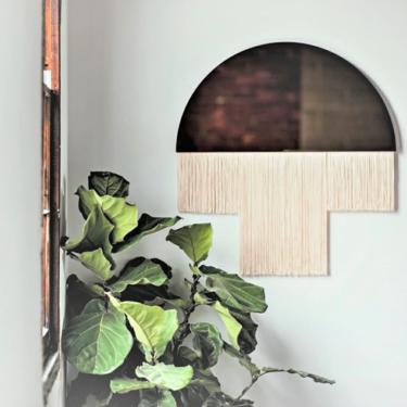 Half-Circle Fringe Mirror: &amp;quot;Aria-Duet&amp;quot; (Large) WITHOUT Accent Bar-Boho Mirror, Half-Moon Mirror, Macrame Mirror, Modern Mirror 