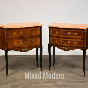 Louis XV French Style Nightstand Comodes - A Pair 