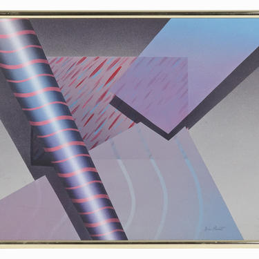 Michael Plunkett Abstract Painting on Canvas Mid Century Modern Geometric Abstraction 