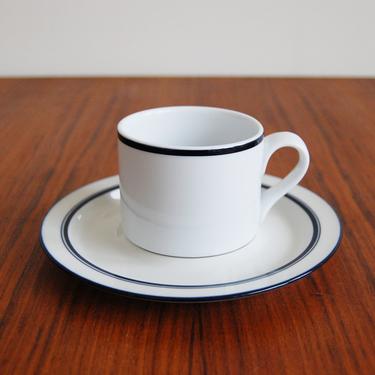 Dansk Christianshavn Blue Coffee/Tea Cup and Saucer Niels Refsgaard Made in Portugal, Japan 