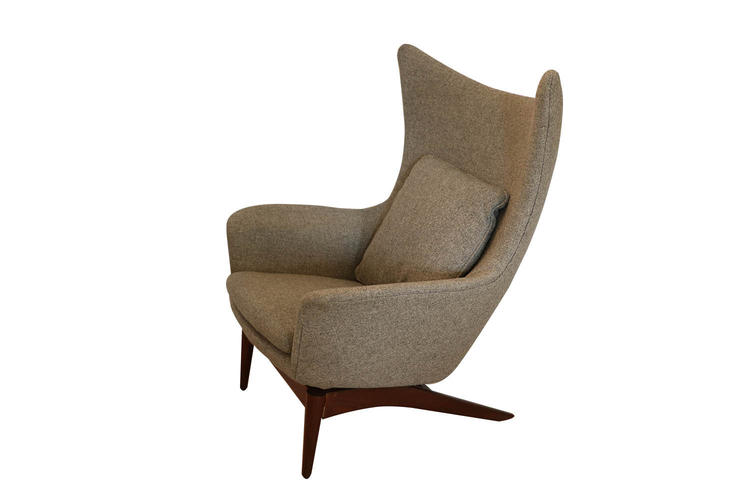 Danish Mid Century Modern HW Klein for Bramin Wing Lounge Chair 