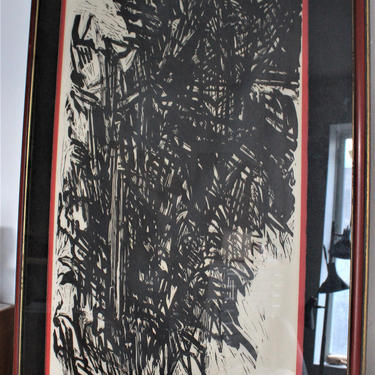 Large mid century era woodblock print signed &amp; dated 1965 