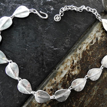 Givenchy Modernist Leaf Necklace Silvertone 
