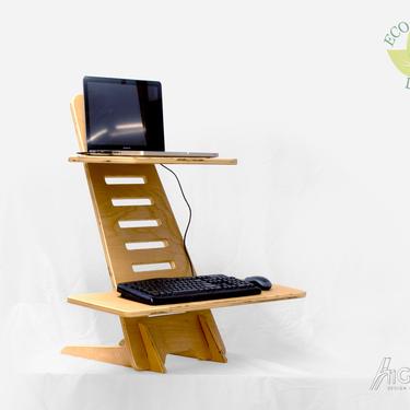 RISING stand // wooden standing desk extension // portable laptop stand that allows you to use any desk in standing position 