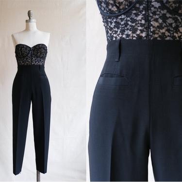 Vintage 90s Jean Paul Gaultier High Waisted Cigarette Pants/ 1990s Femme Black Trousers/ Size Small 27 