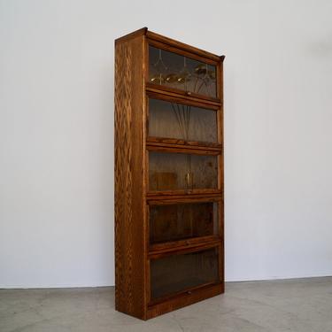 Vintage Arts &amp; Crafts Mission Lawyer's Oak and Glass Bookcase Barrister in Showroom Condition! 