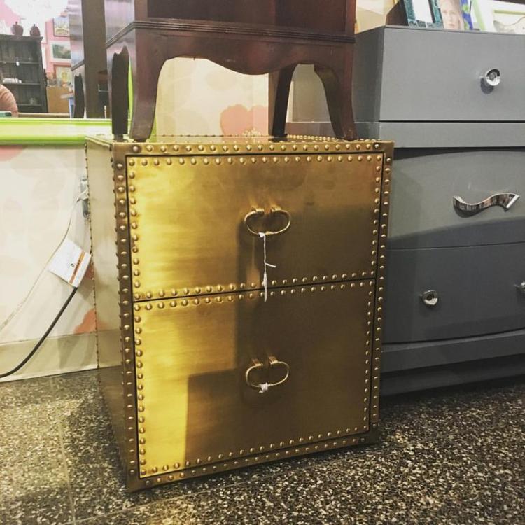 Brass side table / nightstand. $295