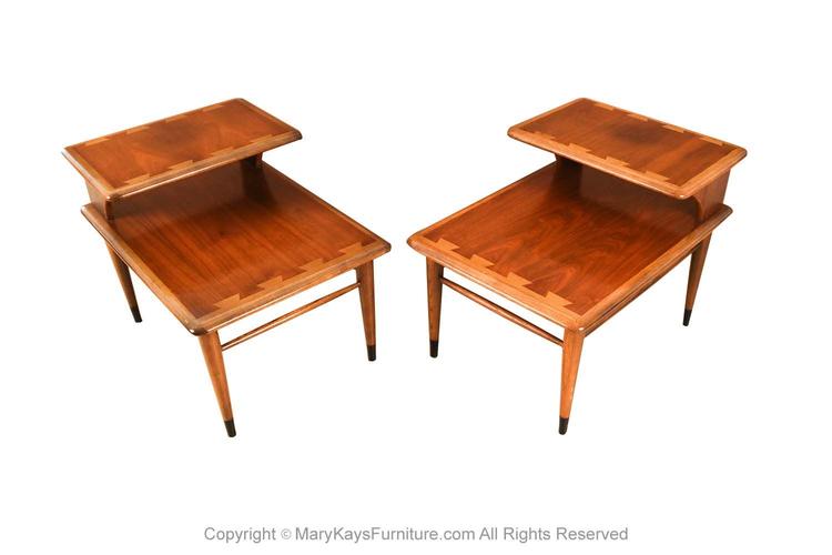 Mid Century Lane Acclaim Dovetail Two Tier End Tables Pair 