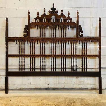 Vintage Baroque style turned wood headboard,(king size) from Portugal. 78” W x 73” H. 