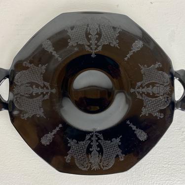 Vintage Black Amethyst Serving dish with engraved design