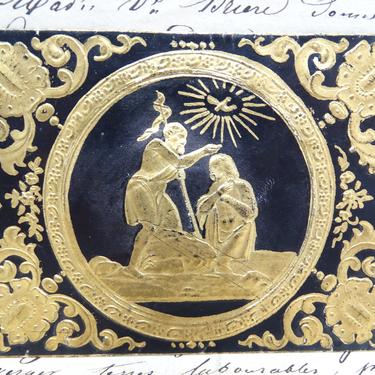Antique 1850 German Embossed Envelope with Jesus Christ be Served Holy Card, Germany, Vintage Religious Paper Ephemera 