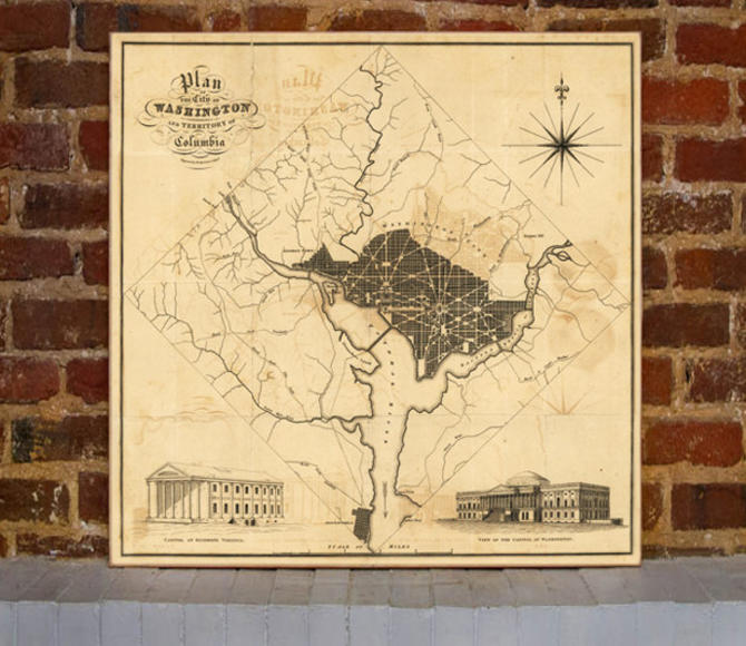 1819 Washington DC Vintage Map Canvas Print 