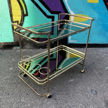 Milo Baughman 1970’s Brass Bar Cart
