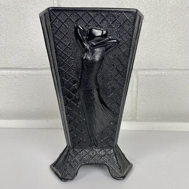 Art Deco McKee Black Amethyst Figural Vase