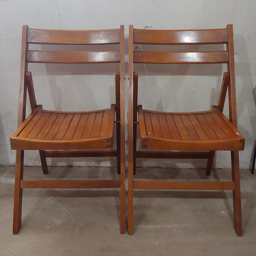 Vintage Folding Wood Chairs - Set of 2 
