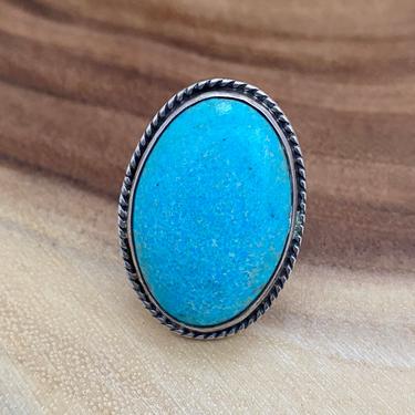 PALE BLUE Sterling Silver & Turquoise Ring | Native American Navajo Style Jewelry | Southwestern, Sterling | Size 7 1/4 