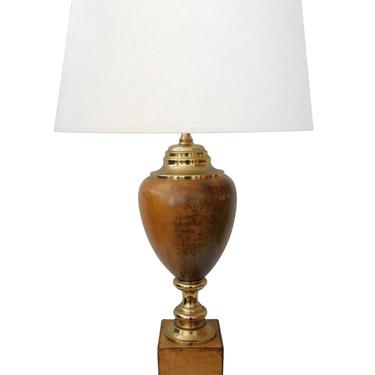American 1960's Leather-clad and Brass Table Lamp