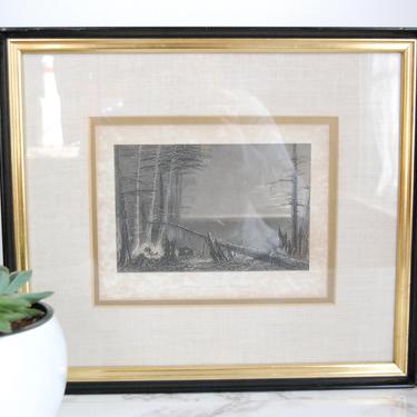 Vintage Framed Print Lakeside Landscape Lake Ontario Steel Engraving Prints by PursuingVintage1