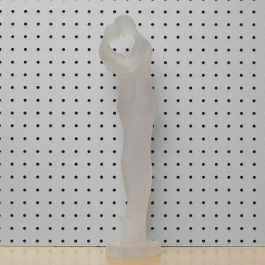 Frosted Lucite Embracing Couple Table Sculpture 