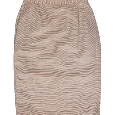 Oscar de la Renta - Beige & White Textured Pencil Skirt Sz 6