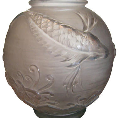 Lorraine  Signed Art Deco Fish Bowl Vase