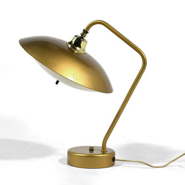 Brass Table Lamp with Perforated Shade