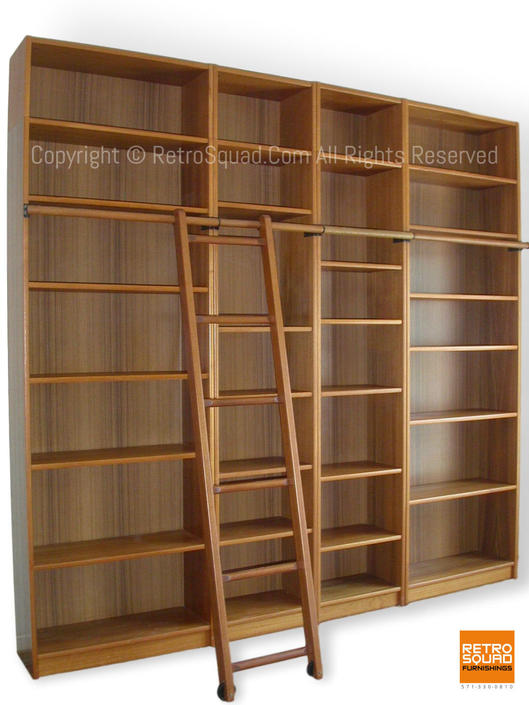 Danish Modern Teak Library Bookcase, Library Bookcase Wall Unit