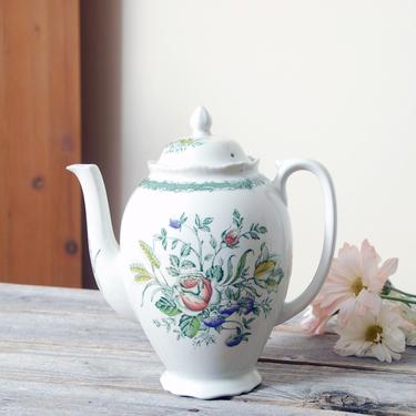 Wood & Sons Rosedale tea pot / English transferware teapot / vintage porcelain tea pot / English country cottage decor / floral teapot 