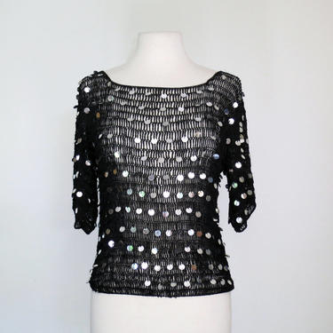 1970s mesh and pailette sequin sweater 