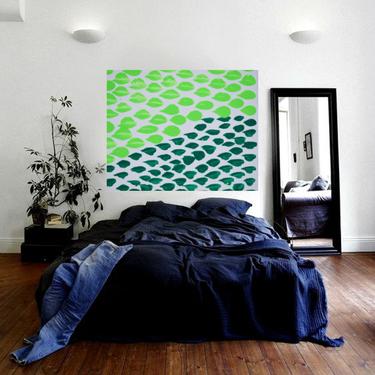 Fresh Greens 24&quot;x36&quot; Canvas Painting Abstract Minimalist Art Modern Original Contemporary Artwork Commission Art by Art