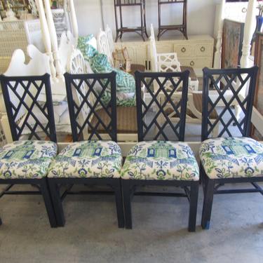Navy Lacquered Chippendale Chairs