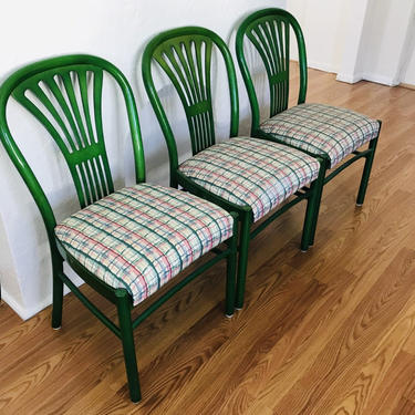 VINTAGE Wood Green Bistro Chairs-Set of 3 #LosAngeles 