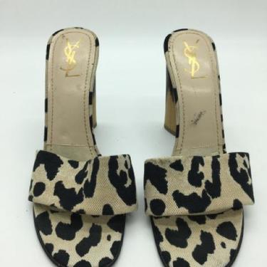 Yves Saint Laurent Shoe Size 37 Cream & Black Mules