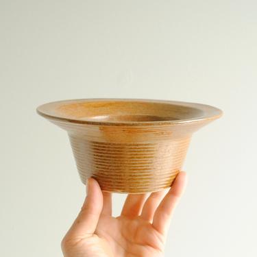 Vintage Brown Ceramic Plant Pot, Bonsai Pot, Mid Century Modern Planter, Bonsai Planter, Small Ribbed Ceramic Bowl 