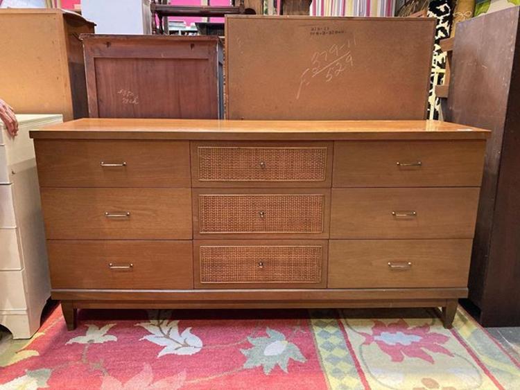 Mid century 9 drawer dresser. 62” wide 19” deep 30.5” tall 