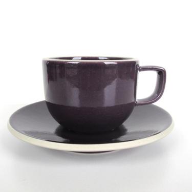 Set of 2 Sasaki Colorstone Cup and Saucers In Purple Plum, Massimo Vignelli Post Modern Cup And Saucer, Minimalist Coffee Cup, Sasaki Mugs 