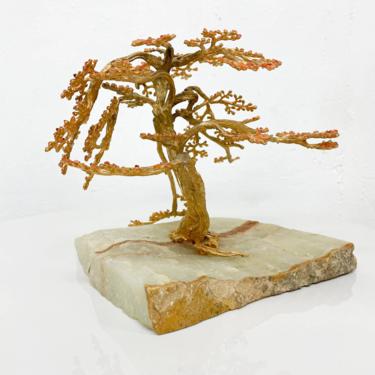 Exquisite Sculptural Modern BONSAI Tree Botanical Art in Quartzite Stone & Bronze 